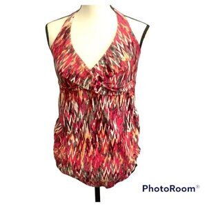 Isabel Womens Maternity One Piece Halter Swimwear Size L Padded Bra Boho